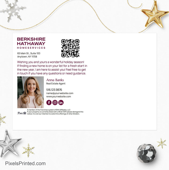 Berkshire Hathaway Christmas holiday postcards PixelsPrinted 