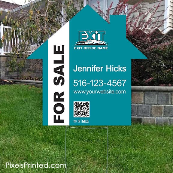 EXIT realty house shaped for sale yard sign PixelsPrinted 