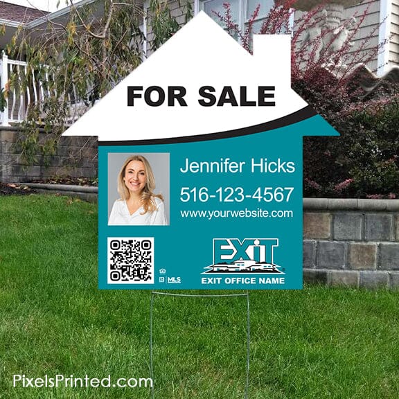 EXIT realty house shaped yard sign PixelsPrinted 