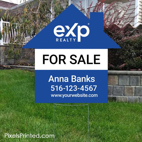 EXP realty for sale house shaped yard signs yard signs PixelsPrinted 