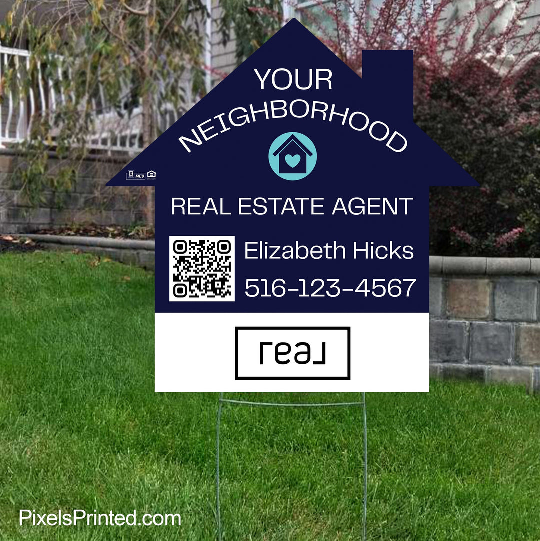 REAL broker your neighborhood real estate agent yard sign PixelsPrinted 