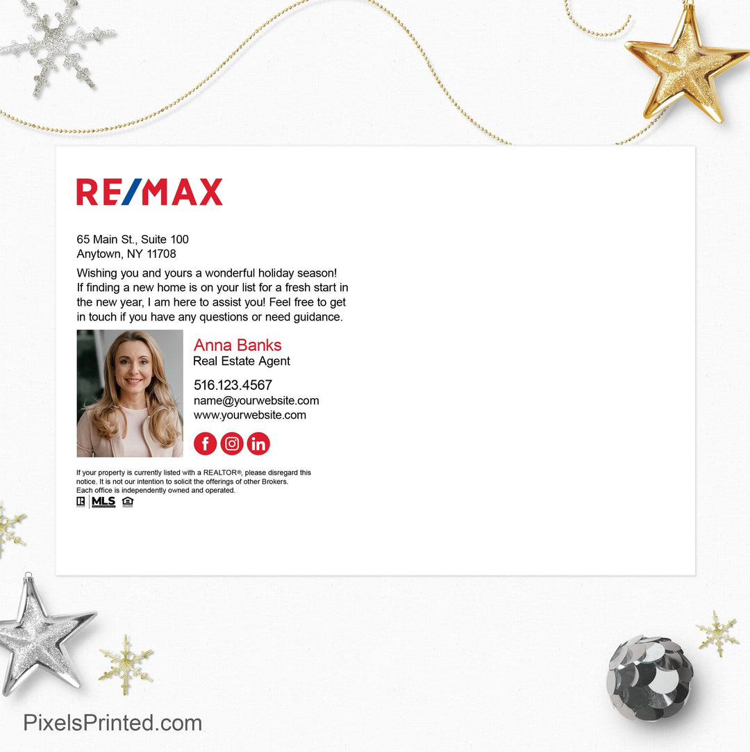 REMAX real estate Christmas holiday postcards PixelsPrinted 