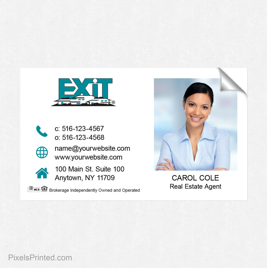 EXIT realty business card stickers PixelsPrinted 