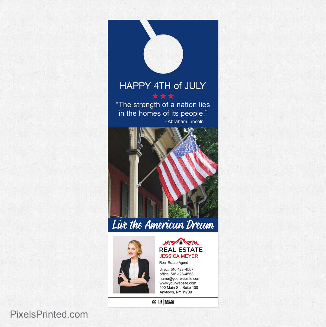 Independent real estate Fourth of July door hangers PixelsPrinted 