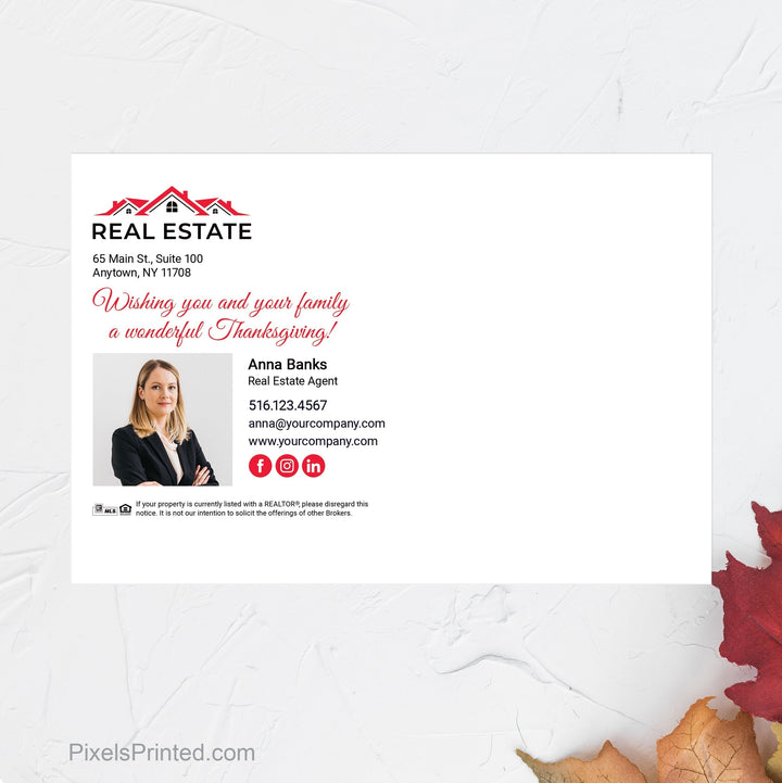 Independent real estate Thanksgiving recipe postcards postcards PixelsPrinted 