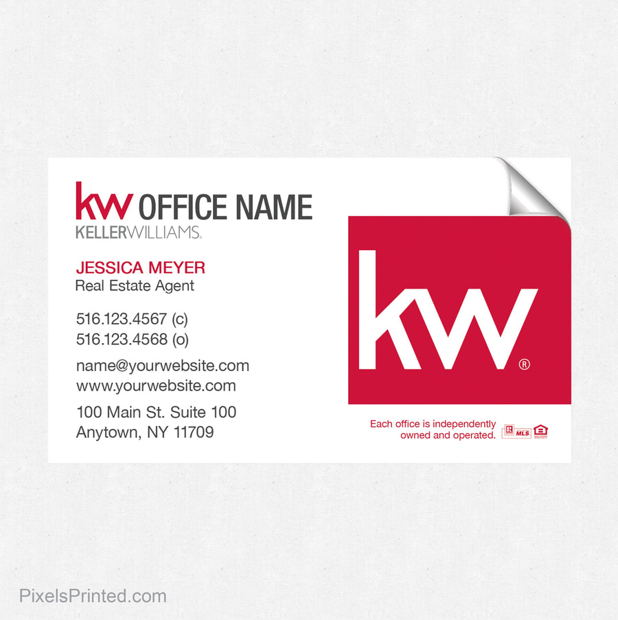 Keller Williams business card stickers PixelsPrinted 