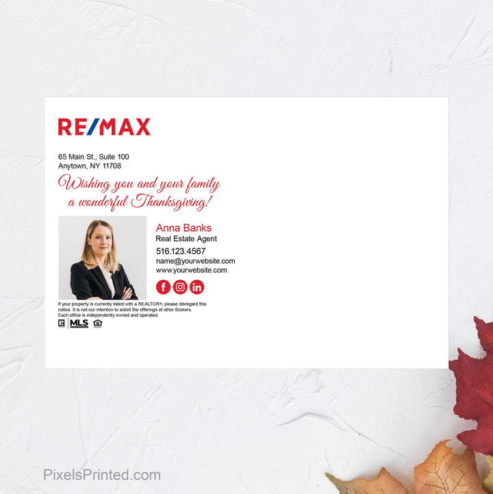 REMAX Thanksgiving cheat sheet postcards postcards PixelsPrinted 